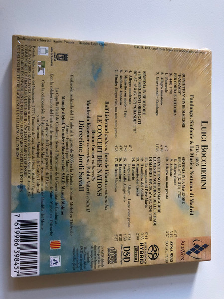 Luigi Boccherini (1743 - 1805) - Fandango, Sinfonie & La Musica Notturna Di Madrid - Le Concert Des Nations; Jordi Savall / Rolf Lislevand, Bruno Cocset, Manfredo Kraemer, Pablo Valetti, José De Udaet / Alia Vox Hybrid CD 2005 / AVSA 9845