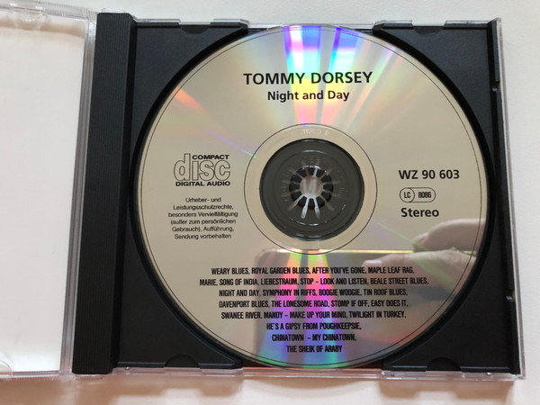 Special Jazz Collection - Tommy Dorsey and his Orchestra - Night And Day / Weary Blues; After You've Gone; Royal Garden Blues; Maple Leaf Rag; Marie; Song Of India;... / Digital Mastering / WZ Audio CD / 90 603 