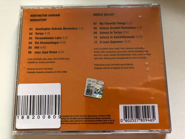 Alice Coltrane – Huntington Ashram Monastery; World Galaxy / Impulse! 2-On-1 / Impulse! Audio CD 2011 / 06025 2780946