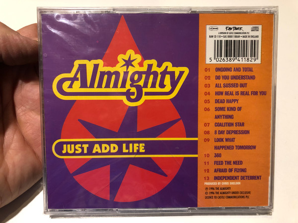 Almighty – Just Add Life / Includes Just Add Live, Bonus Live CD / Raw Power 2x Audio CD 1996 / RAW CD 118