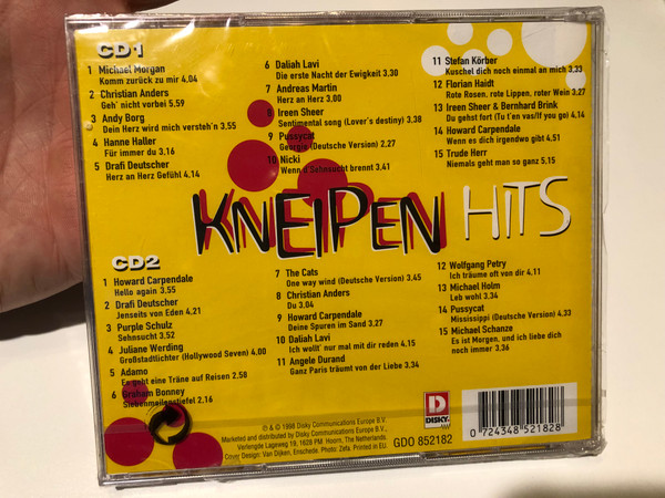 Kneipen Hits - Schlager Balladen / Andy Borg, Howard Carpendale, Purple Schulz, Hanne Haller, Drafi Deutscher, Nicki, Ireen Sheer & Bernhard Brink / Disky 2x Audio CD 1998 / GDO 852182