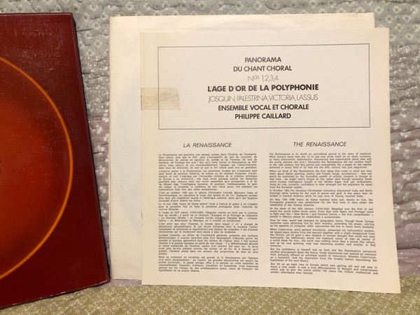 Panorama Du Chant Choral Nos 1,2,3,4 - Lage D Or De La Polyphonie - Josquin, Palestrina, Victoria, Lassus, Ensemble Vocal Et Chorale Philippe Caillard / Erato 4x LP, Box Set 1972 / ERA 9070/1/2/3