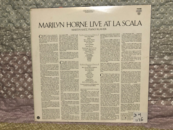 Marilyn Horne - Live At La Scala - , Martin Katz (piano) / CBS Masterworks LP 1983 / 74105