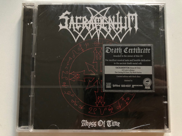 Sacramentum – Abyss Of Time / Awarded to the owner of this CD. For excellent musical taste and humble dedication to the ancient death metal cult. / Limited Edition with black discs / Century Media 2x Audio CD 2008 / 9978392