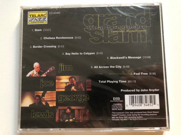 Jim Hall (guitar), Joe Lovano (tenor, soprano, alto sax, alto clarinet), George Mraz (bass), Lewis Nash (drums) – Grand Slam / Live at the Regattabar, Cambridge, Massachusetts / Telarc Audio CD 2000 / CD-83485