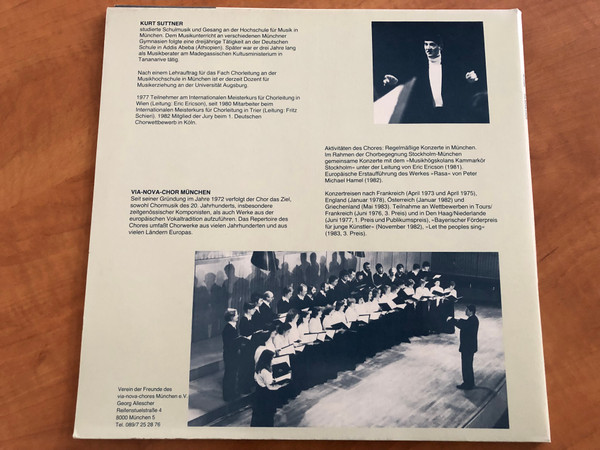 Kurt Suttner, Via Nova Chor, Munchen / Zoltán Kodály (1882-1967): Matrai Kepek, Adventi Enek, Sirato Enek, An Ode For Music / Hugo Distler (1908-1942): Aus Dem Mörike-Chorliederbuch Op. 19 / LP 1983 / 66.23368