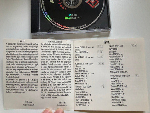 International Dixie Land Festival 1994 - 1995 / Salgotarjan Hungary Audio CD 1995 / SPCD 001