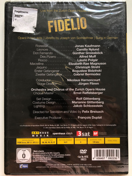 Orchester der Oper Zurich - Fidelio / Actors: Composer: Ludwig Van Beethoven, Conductor: Nikolaus Harnoncourt / Director: Felix Breisach / DVD (4058407092230)