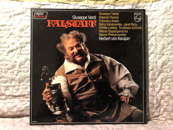 Giuseppe Verdi: Falstaff - Giuseppe Taddei, Rolando Panerai, Francisco Araiza, Raina Kabaivanska, Janet Perry, Christa Ludwig, Trudeliese Schmidt, Wiener Staatsopernchor / Philips 3x LP, Box Set / 6769 060