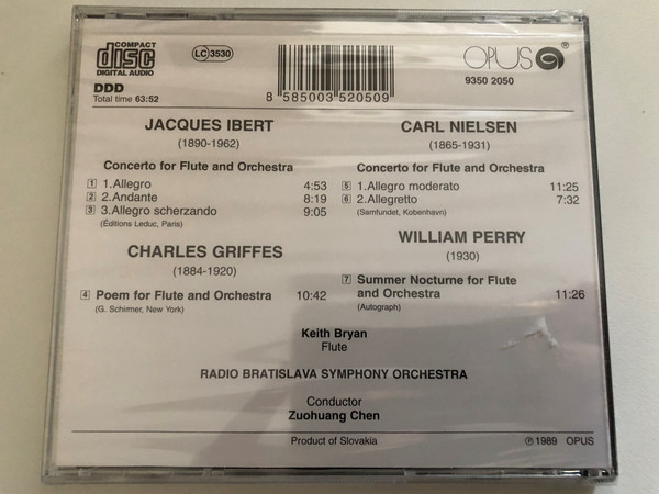Flute Works: Ibert, Griffes, Nielsen, Perry - Keith Bryan (flute), Radio Bratislava Symphony Orchestra, Zuohuang Chen / Opus Audio CD 1989 / 9350 2050 