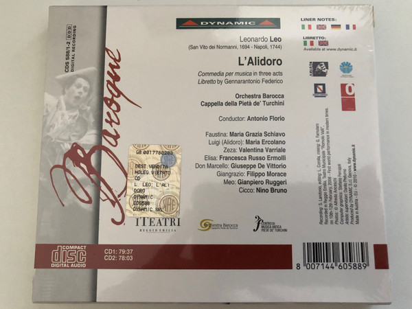 Leonardo Leo: L'Alidoro - Maria Grazia Schiavo, Maria Ercolano, Valentina Varriale, Francesca Russo Ermolli, Giuseppe De Vittorio, Fillippo Morace, Gianpiero Ruggeri / Dynamic 2x Audio CD 2010 / CDS 588/1-2