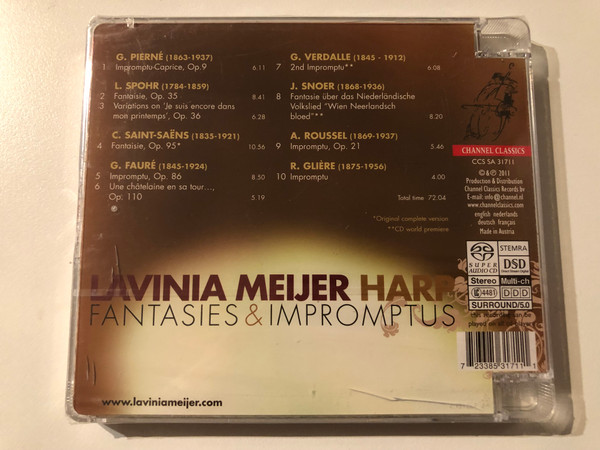 Lavinia Meijer (harp): Fantasies & Impromptus - Spohr, Faure, Pierne, Saint-Saens / Channel Classics Hybrid Disc 2011 Stereo / CCSSA 31711
