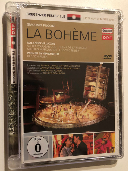 Giacomo Puccini - La Bohème / Villazon, Voulgaridou, de la Merced, Marquardt, Tézier, Wiener Symphoniker, Schilmer - Jones & McDonald / Bregenzer Festspiele / Spiel auf dem see 2002 / Capriccio ORF / Opera in four acts / 2006 DVD (4006408935155)