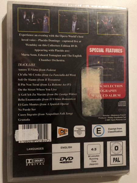 A Evening with Placido Domingo Live at Wembley / Collectors Edition / Marta Senn, Eduard Tomagian / The English Chamber Orchestra / 2005 DVD (5060018701844)
