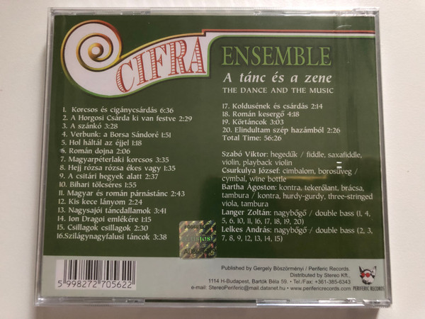 Cifra Ensemble - A tanc es a zene - The dance and the music / Periferic Records Audio CD / BGCD 128 / instrumental folk music from the Carpathian Basin