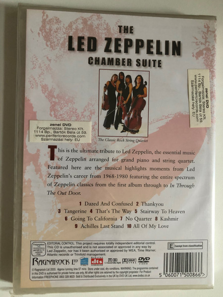 A Classic Rock Tribute To Led Zeppelin - The Classic Rock String Quartet presents A Performance of the Essential Music of Led Zeppelin, Arranged for String Quartet and Piano / Ragnarock LTD DVD Video 2003 / DVDL026D (5060071500866)