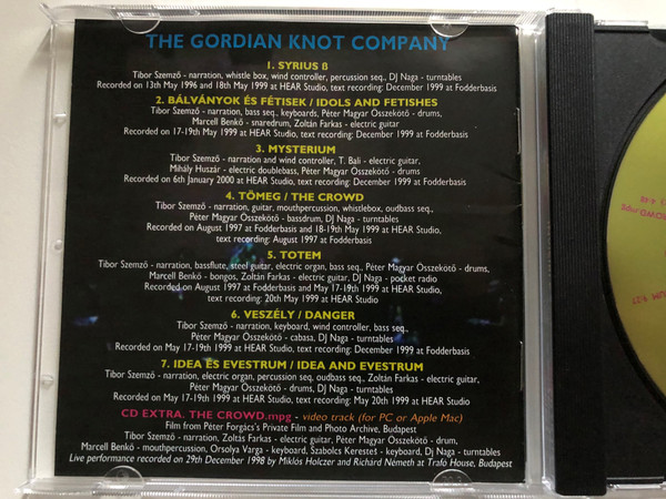 Invisible Story = Láthatatlan Történet - Tibor Szemző / The Gordian Knot Company / Text by Béla Hamvas / Leo Records Audio CD 2000 / CD LR 312