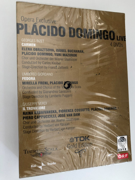 Opera Exclusive: Placido Domingo Live (4 DVD Set) / Georges Bizet - Carmen / Umberto Giordano - Fedora / Giuseppe Verdi - Il Trovatore / Teatro alla Scala / TDK Gold Edition / 2009 DVD (807280800197)