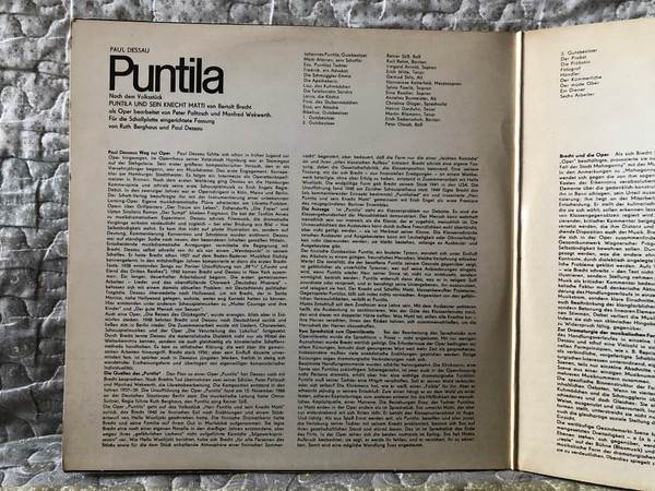 Dessau, Brecht - Puntila / Reiner Süß, Kurt Rehm, Irmgard Arnold u. a., Staatskapelle Berlin, Dirigent: Paul Dessau / NOVA 2x LP, Stereo / 8 85 127-128