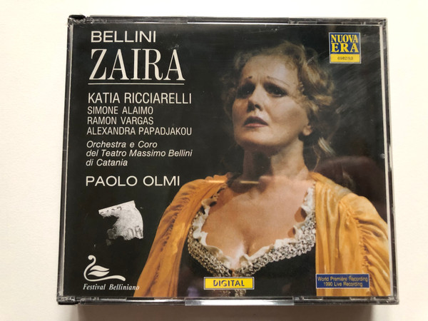 Bellini: Zaira - Katia Ricciarelli, Simone Alaimo, Ramon Vargas, Alexandra Papadjakou, Orchestra e Coro Del Teatro Massimo Bellini Di Catania, Paolo Olmi / NUOVA ERA 2x Audio CD 1991 / 6982/83