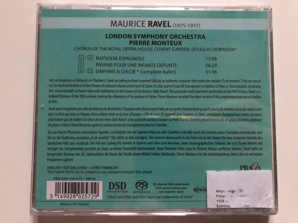 Maurice Ravel - Rapsodie Espagnole; Pavane pour une Infante defunte; Daphnis & Chloe, ballet - Pierre Monteux / Praga Digitals Hybrid Disc / PRD/DSD 350 073