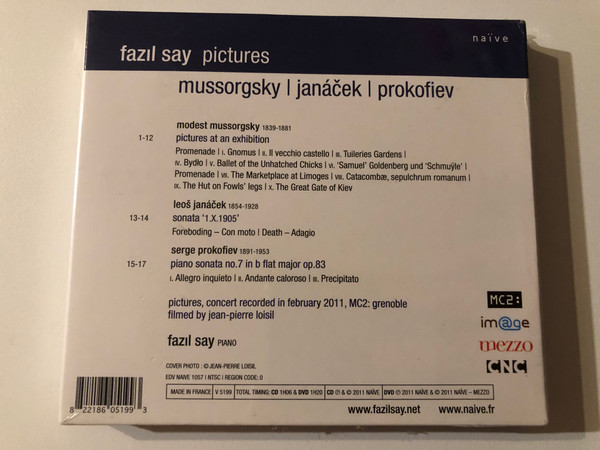 Fazıl Say – Pictures / CD studio recording + DVD Live Recording + Bonus Dans L'Intimite De L'enregistrement; Behind The Scenes Of The Recording / Naïve Audio CD + DVD 2011 / V 5199