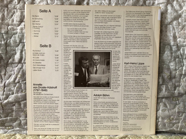 Von Den Sternen Grüß Ich Euch... - Karl-Heinz Lippe Singt Lieder Nach Gedichten Von Annette Von Droste-Hülshoff , Vertont Von Adolph Böhm / LP / RP 10216
