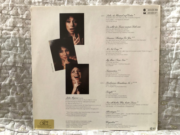 Julia Migenes – Wie Es Euch Gefallt / Du Sollst Der Kaiser Meiner Seele Sein; Summertime ''Porgy and Bess''; Tonight ''West Side Story''; Bachianas Brasileiras; Liebe, Du Himmel Auf Erden / Eurodisc LP Stereo / 203 433-366
