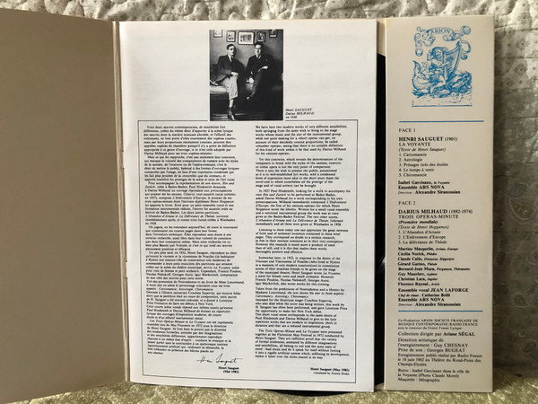 Henri Saligliet: La Voyante - Isabel Garcisanz (soprano), Darilis Milhalid: Trois Opera-minute (premiere mondiale) / Ensemble ARS Nova, Ensmeble Vocal Jean Laforge, Direction: Alexandre Siranossian / Arion LP 1983 / ARN 38720 