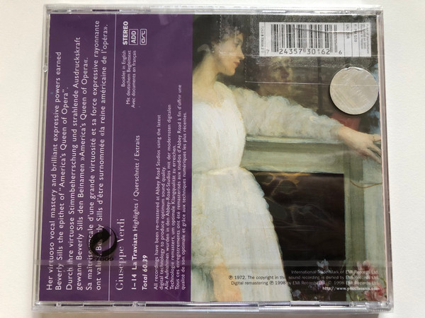 Verdi: La Traviata (highlights) - Sills, Gedda, Panerai, Royal Philharmonic Orchestra, Aldo Ceccato / Red Line / EMI Classics Audio CD 1998 Stereo / 724357301626