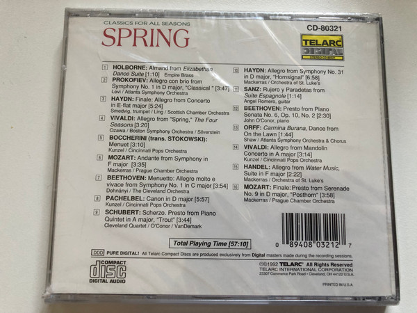 Classics For All Seasons: Spring / Telarc Audio CD 1992 / CD-80321
