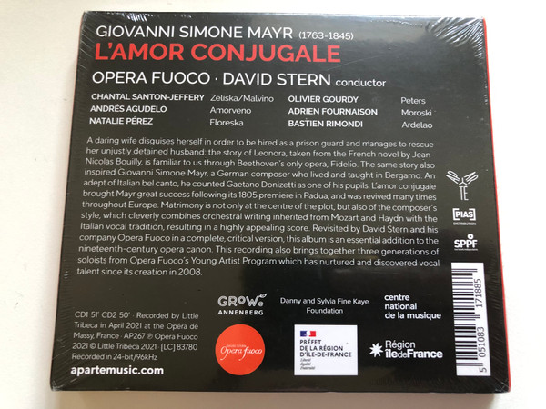 Giovanni Simone Mayr: L'Amor Conjugale - Opera Fuoco, David Stern, Santon Jeffery, Agudelo, Perez, Gourdy, Fournaison, Rimondi / Aparté 2x Audio CD 2021 / AP267 5051083171885