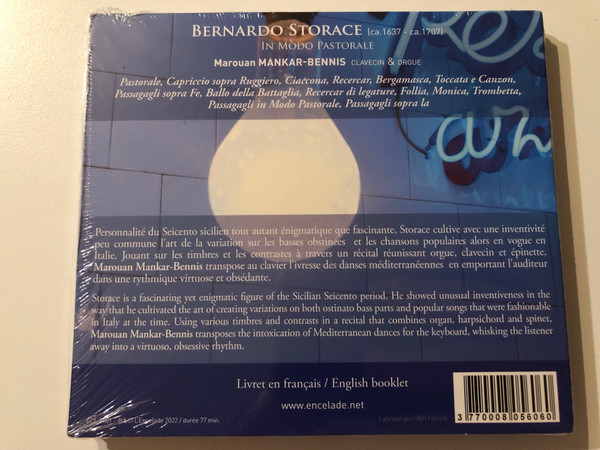 Bernardo Storace: In Modo Pastorale - Marouan Mankar-Bennis (clavecin & orgue) / L'Encelade Audio CD 2022 / ECL 2101 