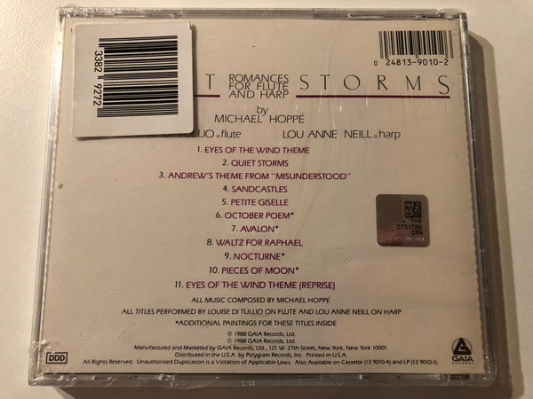 Quiet Storms (Romances For Flute And Harp) by Michael Hoppé - Louise Di Tullio (flute), Lou Anne Neil (harp) / Gaia Records Audio CD 1988 / 139010-2 