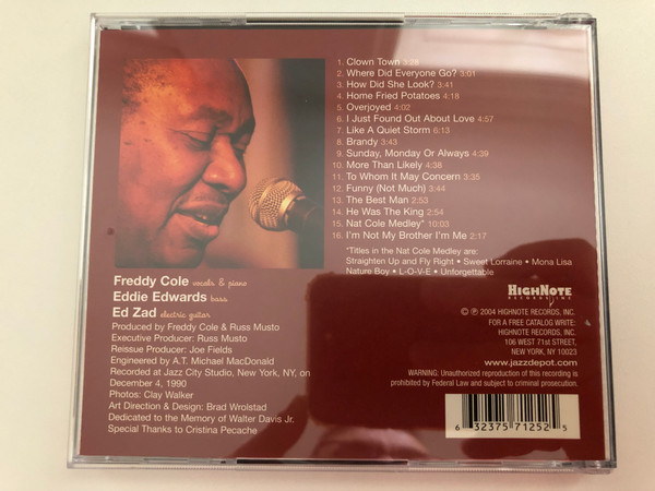 Freddy Cole – I'm Not My Brother, I'm Me / HighNote Records, Inc. Audio CD 2004 / HCD 7125