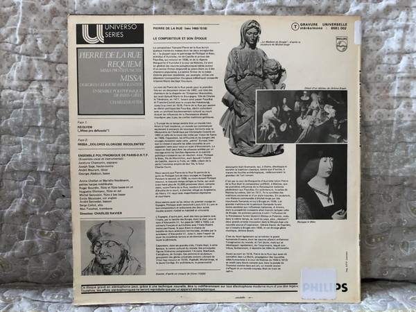 Pierre De La Rue - Requiem, Missa Pro Defunctis, Missa, Delores Gloriose Recolentes - Ensemble Polyphonique De Paris-O.R.T.F., Charles Ravier / Philips LP Stereo, Mono / 6581 002