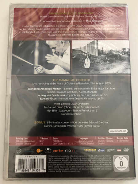 Knowledge Is the Beginning & Ramallah Concert 2 DVD Set  BONUS 63-minutes conversation between Edward Said and Daniel Barenboim  West-Eatern Divan Orchestra  DVD (880242543387)