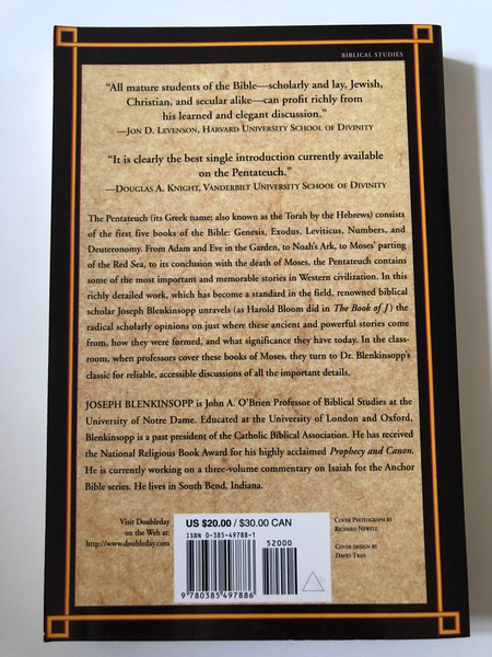 The Pentateuch An Introduction to the First Five Books of the Bible  The Anchor Yale Bible Reference Library  Author Joseph Blenkinsopp  Paperback (9780385497886)