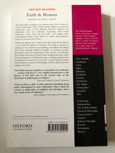 Faith and Reason  Oxford Readers  Author Paul Helm  Paperback (9780192892904)