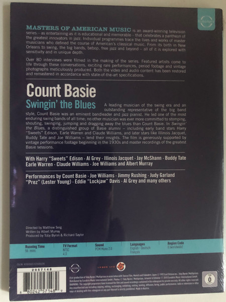 Masters of American Music Count Basie - Swingin' the Blues  Directed by Matthew Seig  Written by Albert Murray  Produced by Toby Byron & Richard Saylor  DVD (880242571489)