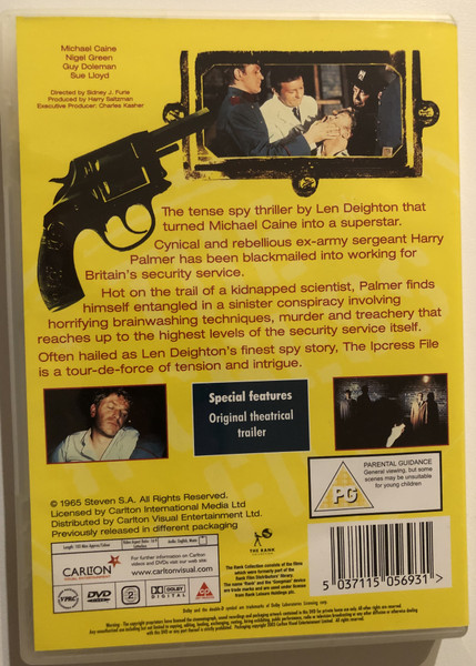 The Ipcress File / MICHAEL CAINE, NIGEL GREEN, GUY DOLEMAN, SUE LLOYD / FROM THE NOVEL BY LEN DEIGHTON / BAFTA AWARD - BEST BRITISH FILM / DVD Video (5037115056931)