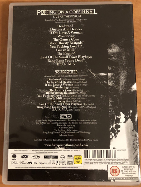 Dirty pretty things - PUFFING ON A COFFIN NAIL  LIVE AT THE FORUM  DVD Video (602517070837)