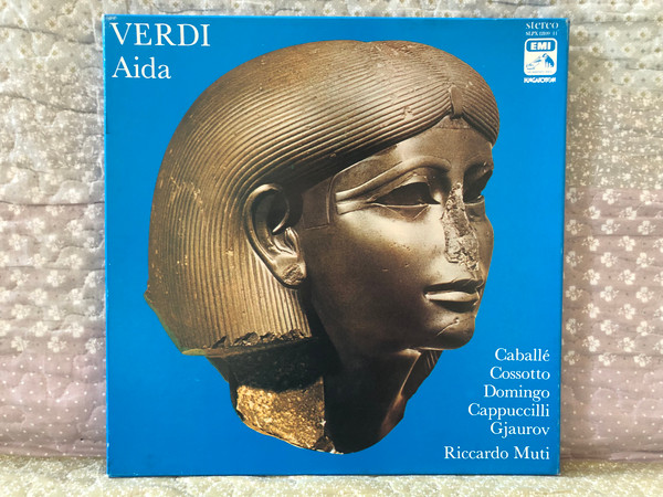 Giuseppe Verdi: Aida - Caballe, Cossotto, Domingo, Cappuccilli, Gjaurov, Riccardo Muti / Hungaroton 3x LP, Box Set, Stereo 1974 / SLPX 12109