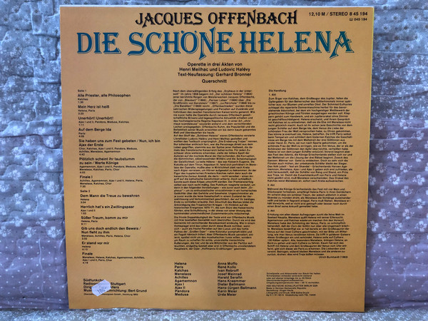 Jacques Offenbach: Die Schöne Helena (Querschnitt) - Anna Moffo, Ivan Rebroff, René Kollo, u.a. / AMIGA LP 1983 / 8 45 194
