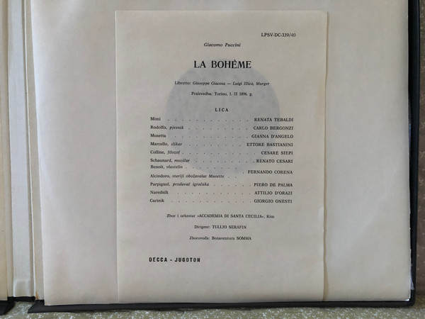 Puccini: La Bohème - Tebaldi, Bergonzi, Serafin / Decca 2x LP, Box Set, Stereo-Mono / LPSV-DC-339/340