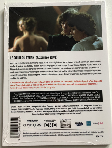 A Zsarnok Szive / LE CŒUR DU TYRAN - MIKLÓS JANCSÓ / VERSION RESTAUREE / CLAVIS FILMS / DVD Video / The Tyrant's Heart / Original title: A zsarnok szíve, avagy Boccaccio Magyarországon / 1981 / 1h 36m (3700246907251)