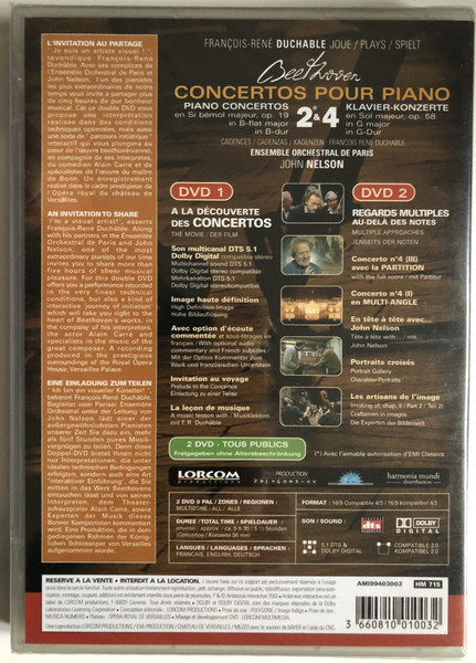 Beethoven - Piano Concertos Nos. 2 & 4  Nelson, Duchable  Versailles, Opéra Royal  MULTICHANNEL RECORDING SESSIONS IN NOVEMBER 2002  DVD Video (3660810010032)