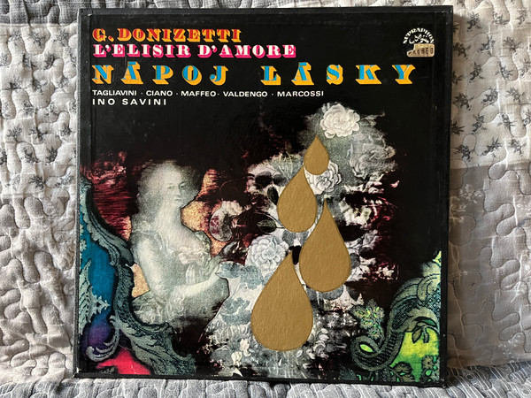 G. Donizetti: L'Elisir d'Amore = Napoj Lasky - Tagliavini, Ciano, Maffeo, Valdengo, Marcossi, Ino Savini / Supraphon 3x LP, Box Set, Stereo 1970 / 1 12 0621-23