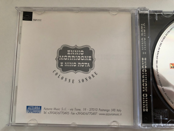 Ennio Morricone E Nino Rota - Performed by Nino Rota Ensemble / Colonne Sonore / Azzurra Music Audio CD 2000 / TBP1532 
