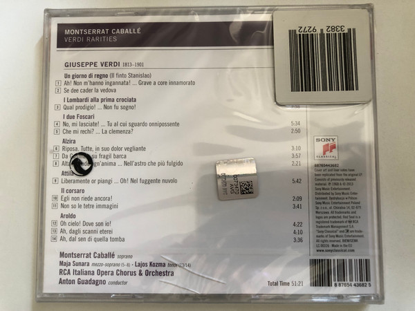 Montserrat Caballé: Verdi Rarities - Arias from Un Giorno di Regno; I Lombardi; I Due Foscari; Alzira; Attila; Il Corsaro; Aroldo / RCA Italiana Opera Orchestra And Chorus, Anton Guadagno (conductor) / Sony Classical Audio CD 2013 / 88765443682 